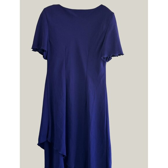 S.L. Fashions Women's Polyester Asymmetrical Hem Flutter Sleeve Dress Size Lg - Picture 5 of 6